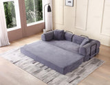 Convertible Sleeper Sofa Bed with Cylindrical Pillow - Corduroy Folding Mattress Couch with W3199P277911