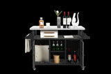 Large bar cart,Outdoor Kitchen Wicker Island Rolling Cart & Storage Cabinet, Wheels and Stainless 69148340