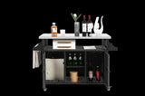 Large bar cart,Outdoor Kitchen Wicker Island Rolling Cart & Storage Cabinet, Wheels and Stainless W640P256898