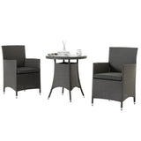 ZUN 3 Piece Outdoor Dining Set All-Weather Wicker Patio Dining Table and Chairs with Cushions, Round 08591555