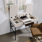 Natural and Black Writing Desk with USB Port B062P209216