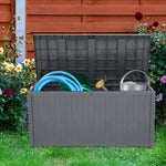 ZUN 113gal 430L Outdoor Garden Plastic Storage Deck Box Chest Tools Cushions Toys Lockable Seat 81601752