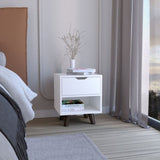 ZUN Crail Nightstand with 1 Open Storage Shelf, 1 Drawer and Wooden Legs B200P188872