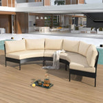 ZUN Patio Furniture Set, 3 Piece Curved Outdoor Conversation Set, All Weather Sectional Sofa with 70192132