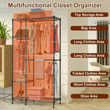 4 Tier Heavy Duty Garment Rack with 3 Hanging Rods, 463LBS Capacity Rolling Clothes Rack with 57122473