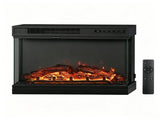 EF-25 24-Inch Built-In Electric Fireplace Insert - 120V 1500W, Black Steel, 3-Side Glass, Adjustable 35221405