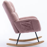 ZUN Rocking Chair Pocket, Soft Teddy Fabric Rocking Chair for Nursery, Comfy Wingback Glider Rocker W137294659