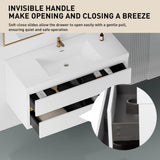 48" Wall-Mounted Bathroom Vanity with Sink, Floating Bathroom Storage Cabinet with Stone Resin W1573P211175