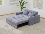 Corduroy Double Sleeper Sofa With Pull-Out Bed, 2 Pillows & Side Storage Pocket 33207990