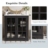 30" Modern Bathroom Vanity with Ceramic Sink, Bathroom Vanity Cabinet with Tempered Blurred Glass N817P279904B