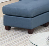Blue Color Glossy Polyfiber Tufted Cushion Couch Sectional Sofa Chaise Living Room Furniture B01149070
