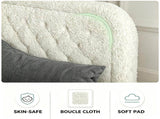 Queen Size Upholstered Platform Bed Frame with 46" Tufted Boucle Headboard, Solid Wood Slat Support, 23565335