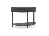 Artisan-Crafted Wave-Pattern Demi-Lune Console Table with Dark Gray Finish,Unique Half Moon Design 68908994