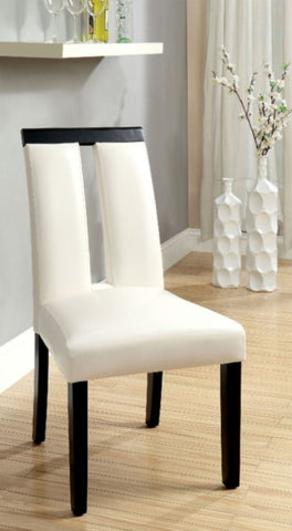 ZUN Set of 2 Chairs Black And White Leatherette Beautiful Padded Side Chairs Slit Back Design Kitchen HS11CM3559SC-ID-AHD