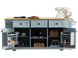 53inch Large Kitchen Island with Drop Leaf,Power Outlet,Door Internal Storage Rack,Rolling Kitchen 72878158