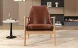 U-Can PU Leather Accent, Mid-Century Modern Armchair with Solid Wood Frame, Reading Leisure N724P256555D