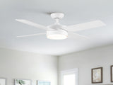 44" Ceiling Fan with Lights & Remote, Matte White Modern Fan, Reversible DC Motor, 6 Speeds, 3-Color W1367P447389