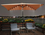 ZUN 10 x 6.5t Rectangular Patio Solar LED Lighted Outdoor Market Umbrellas with Crank & Push Button Tilt W65627953