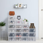 ZUN Shoe Storage Boxes 18 Pack Clear Plastic Stackable - White 71099697