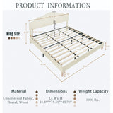 King Size Bed Frame Upholstered Platform Bed with Adjustable Headboard,Linen Fabric Padded,Modern W1716P280530