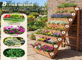 8-Tier Vertical Raised Garden Bed, 40" x 24" x 59" Fir Wood Ladder Planter Stand for Vegetables 59808583