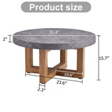 ZUN Modern Gray Texture MDF Round Coffee Table - 31.4" Diameter.A modern retro circular coffee table W1151P209822