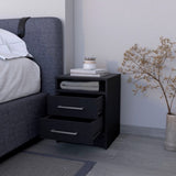 Black 2-Drawer Nightstand B062P230638