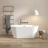 59" Acrylic Freestanding Bathtub, Modern & Contemporary Design Soaking Tub with Toe-tap Drain in W2568P166062