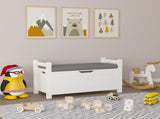 Kids Toy Box Chest, White Toy Box for Boys Girls, Large Storage Cabinet with Cushion Seat 23676979