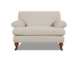 Alana 38" Lawson Accent Arm Chair Metal Casters, Sky Neutral Beige Polyester B2719P238304