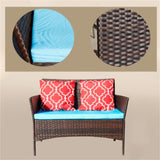 4-piece outdoor rattan sofa with cushion brown 29718300