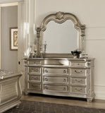 Silver Finish European Design 1pc Luxury Dresser with 11 Drawers Genuine Marble Insert Traditional B011P264611