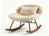 25.59"W x 33.66"D x 29.53"H Indoor Plush Rocking Chair, Soft Fluffy Lounge Rocker with White Metal 00054489