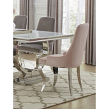 Set of 2 Velvet Upholstered Dining Chairs, Pink and Chrome B016P225434