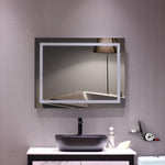 ZUN 36"x 28" Square Built-in Light Strip Touch LED Bathroom Mirror Silver 90842465