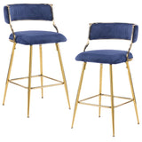 2pcs Thick Corduroy Gold-plated Iron Feet Bar Stool Blue 93452070