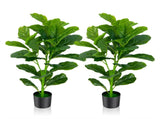 2-Pack 35.5" Artificial Fiddle Leaf Tree - 32 Realistic Leaves, PEVAPE Material, Green 40262150