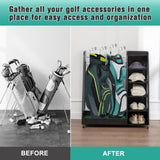 Golf Bag for Garage, Premium Wooden Golf Clubs Storage Rack Fit 2 Golf Bags, Golf Trunk W1422P296350