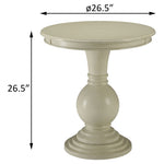 ZUN Antique White Accent Table with Pedestal Base B062P185650