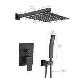 ZUN Matte black shower system 12 inch Brass Bathroom Deluxe rain mixed shower combination set wall KE-3803-BN