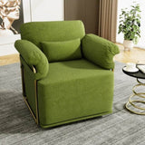 360 Degree Square Swivel Accent Sofa Chair,Fluffy Fabric Lounge Wide Upholstered Reading Chair with W2012P319075