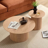 ZUN 17.71 inch Round Fluted Side Table Circle Small Accent Table for Living Room Mid Century Circle W876P198964