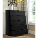 ZUN Modern black five drawer clothes and storage chest cabinet with metal drawer glides B107P173529