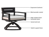 Outdoor Patio Aluminum Swivel Rocker 2PCS with Outdoor-grade Sunbrella Fabric Cushions, Ember Black 88767239