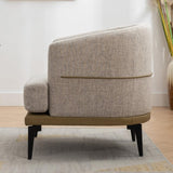 Modern Two-tone Barrel Fabric Chair, Upholstered Round Armchair for Living Room Bedroom Reading 15576064