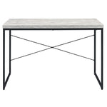 ZUN Antique White and Black Writing Desk with Metal Sled Base B062P184539