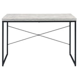 ZUN Antique White and Black Writing Desk with Metal Sled Base B062P184539