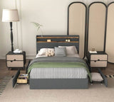 Queen Bed Frame with 4 Storage Drawers, Upholstered Platform Queen Size Bed Frame with Headboard, W2129P269873