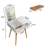 Small Makeup Vanity, Dresser Desk with 2 Drawers , Flip Top Mirror Organizer, Makeup Dressing W760P304948