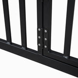 Full Size Metal House Bed with Fence and Door, Black MF315933AAB